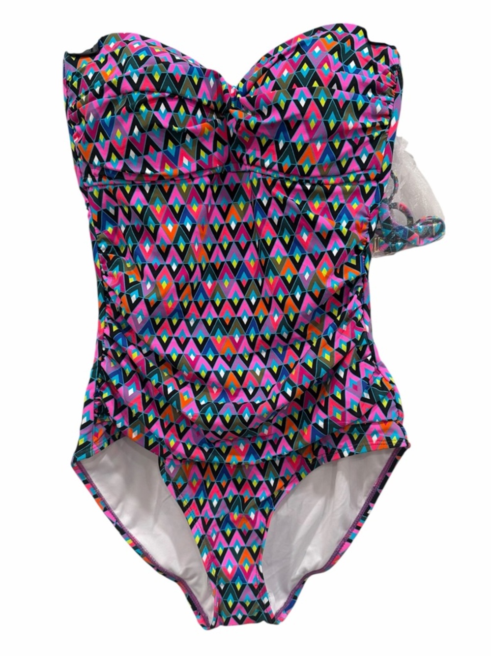 Anne Cole That’s a Wrap Bandeau One Piece Swimsuit Retro Colorful size 8 NEW